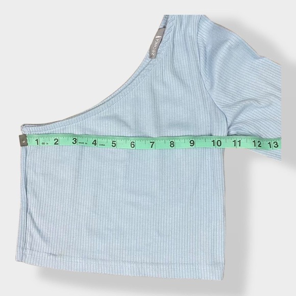 Zechka Blue‎ One-Sleeved Cropped Top Size S - Picture 3 of 6